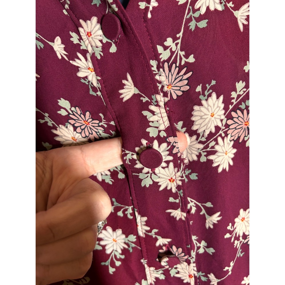 Cinq a Sept Burgundy Nathalia Floral Silk Asymmetrical Midi Dress 10 Mixed Print - Picture 8 of 12